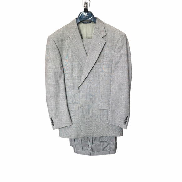 Burberry Other - Vintage Burberrys Wool Suit Mens 42R Gray 2 Piece Blazer Pants